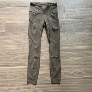 Lululemon Invigorate High Rise Leggings Olive Green Pocket Workout Tights Size 2